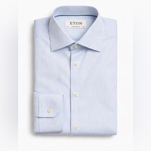 Eton Contemporary Blue Micro Stripe Dress Shirt 39 / 15.5 Luxury European